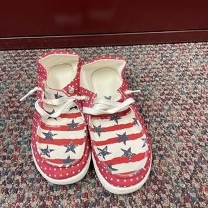 Burgundy & White Star Boat Shoes